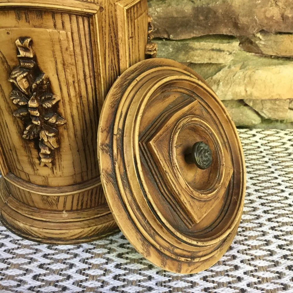 VTG Ice Bucket Faux Wood 70s Barware Brentwood